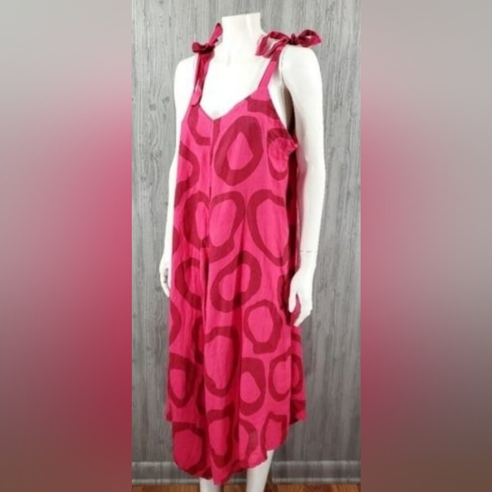 Pure Italian Linen Strawberry Pink Jumpsuit Overall - Picture 2 of 5